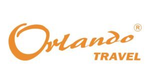 Logo biura podróży Orlando Travel: pomarańczowy napis